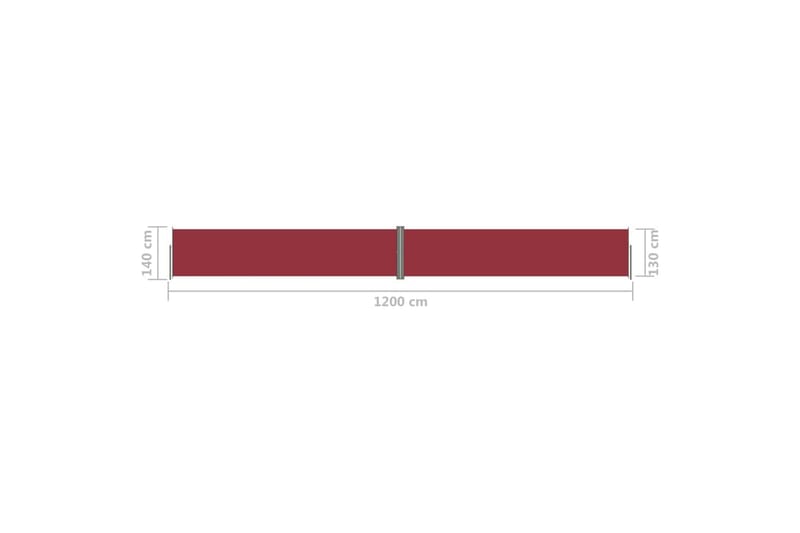 Uttrekkbar sidemarkise rød 140x1200 cm - Rød - Hagemøbler - Solbeskyttelse - Markiser - Balkongmarkise