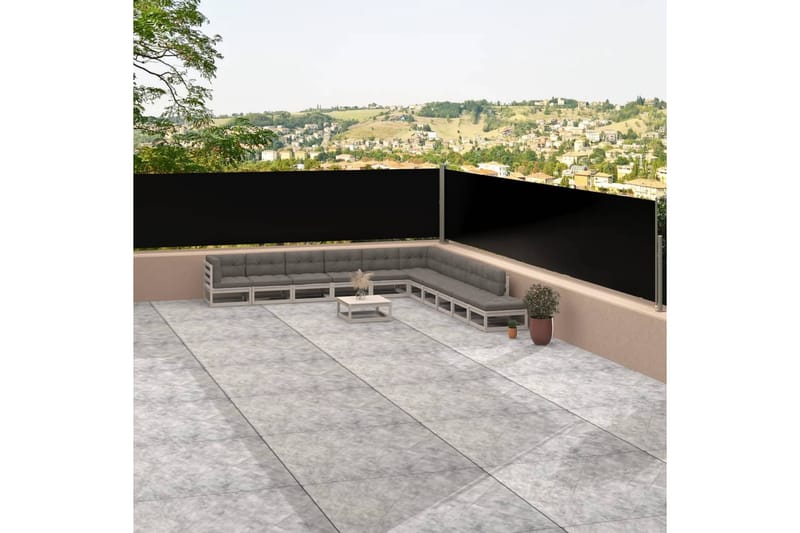 Uttrekkbar sidemarkise svart 117x1200 cm - Svart - Hagemøbler - Solbeskyttelse - Markiser - Balkongmarkise