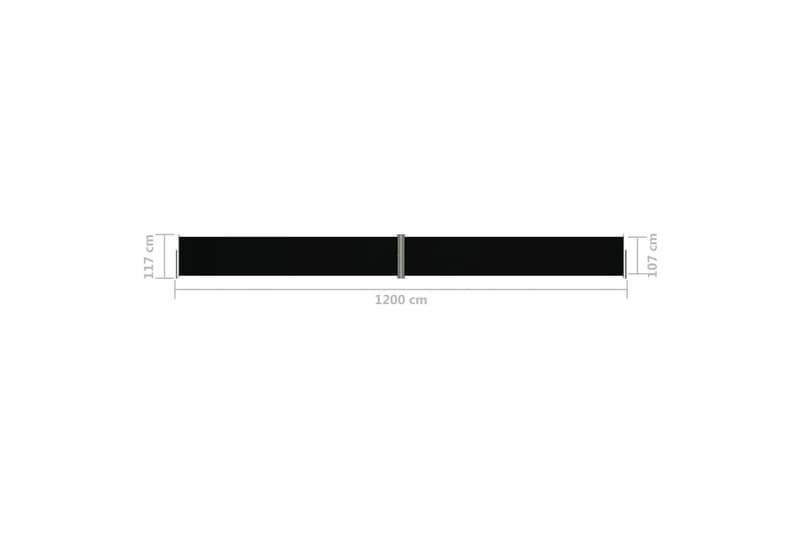 Uttrekkbar sidemarkise svart 117x1200 cm - Svart - Balkongmarkise - Markiser - Sidemarkise - Balkongbeskyttelse