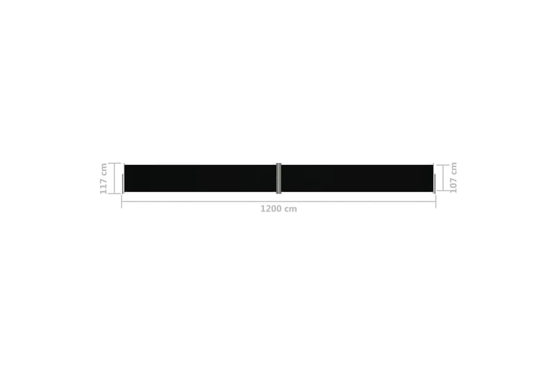 Uttrekkbar sidemarkise svart 117x1200 cm - Svart - Hagemøbler - Solbeskyttelse - Markiser - Balkongmarkise