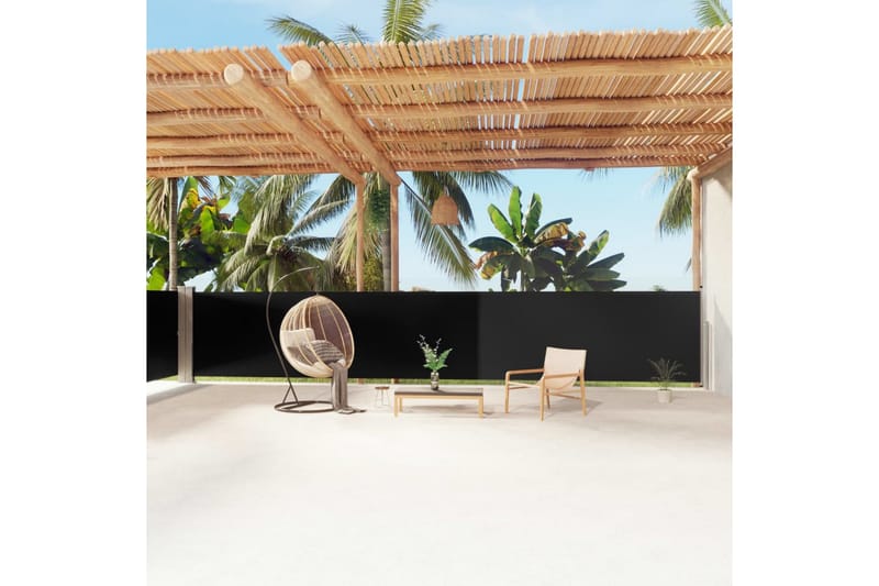 Uttrekkbar sidemarkise svart 140x1200 cm - Svart - Hagemøbler - Solbeskyttelse - Markiser - Balkongmarkise