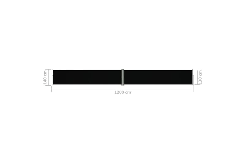 Uttrekkbar sidemarkise svart 140x1200 cm - Svart - Hagemøbler - Solbeskyttelse - Markiser - Balkongmarkise