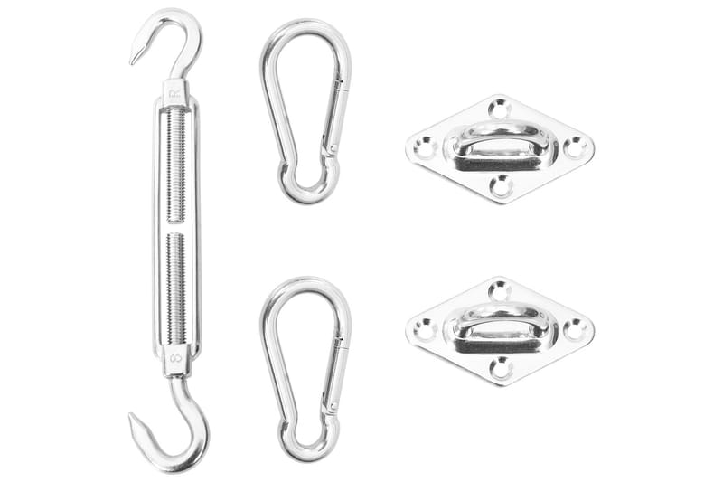 Monteringssett for solseil 5 deler rustfritt stål - Silver - Hagemøbler - Solbeskyttelse - Solseil