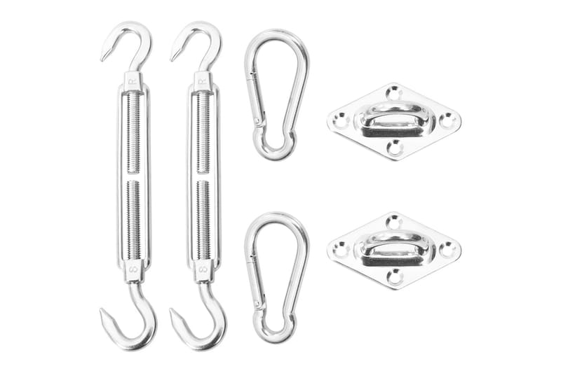 Monteringssett for solseil 6 deler rustfritt stål - Silver - Hagemøbler - Solbeskyttelse - Solseil