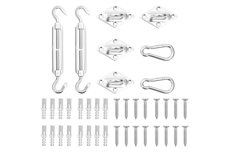 Monteringssett til solseil 8 deler rustfritt stål - Silver - Solseil
