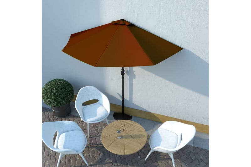 Balkongparasoll aluminiumsstang 270x135x245 cm halv - Hagemøbler - Solbeskyttelse - Parasoller - Balkongparasoll