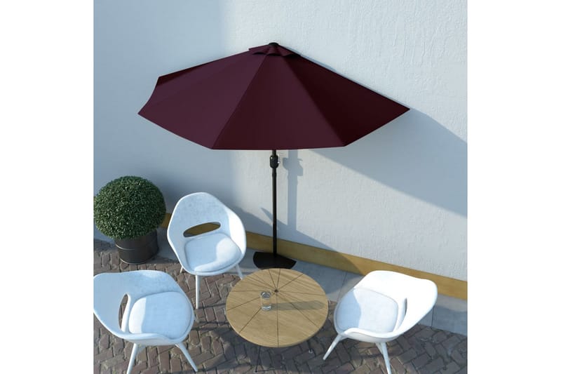 Balkongparasoll med aluminiumsstang 270x135x245 cm halv - Rød - Hagemøbler - Solbeskyttelse - Parasoller - Balkongparasoll