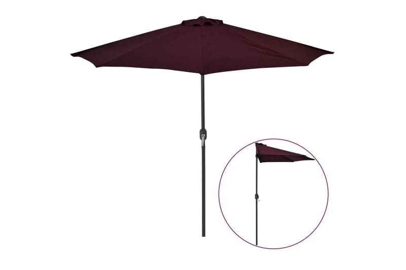 Balkongparasoll med aluminiumsstang 270x135x245 cm halv - Rød - Hagemøbler - Solbeskyttelse - Parasoller - Balkongparasoll