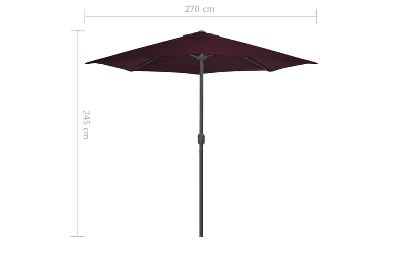 Balkongparasoll med aluminiumsstang 270x135x245 cm halv - Rød - Hagemøbler - Solbeskyttelse - Parasoller - Balkongparasoll