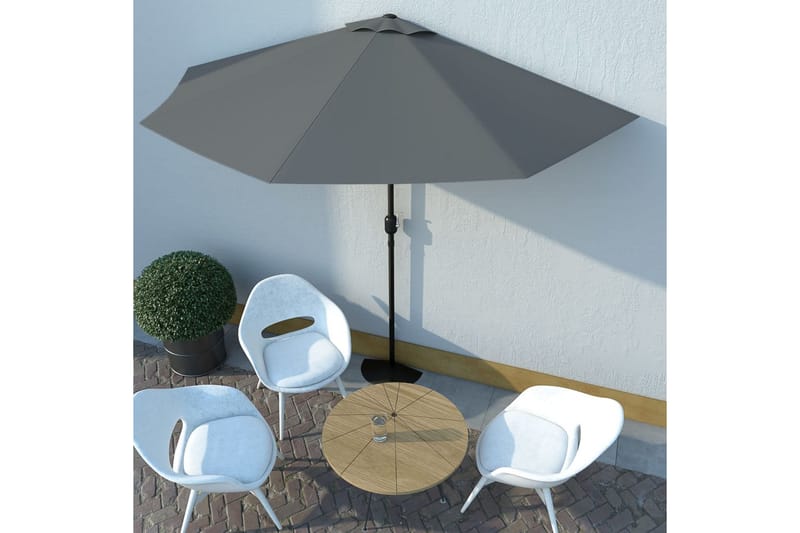 Balkongparasoll med aluminiumsstang antrasitt 300x150cm halv - Hagemøbler - Solbeskyttelse - Parasoller - Balkongparasoll