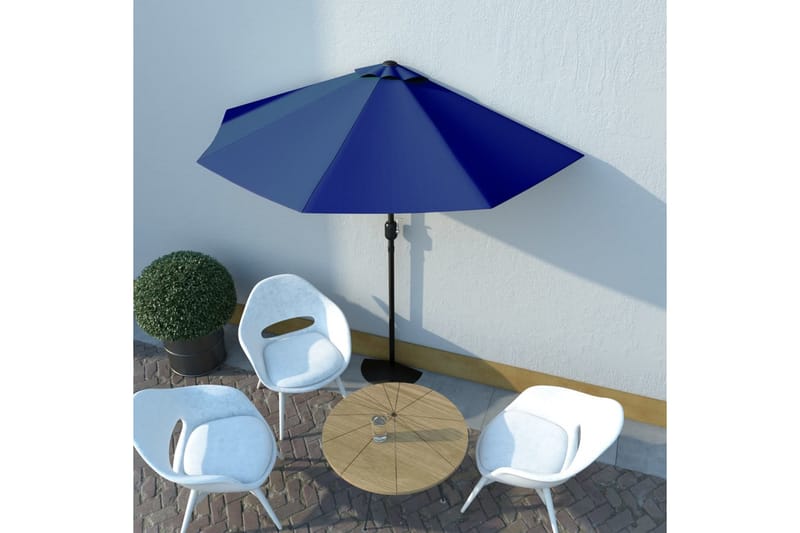Balkongparasoll med aluminiumsstang blå 270x135x245 cm halv - Blå - Hagemøbler - Solbeskyttelse - Parasoller - Balkongparasoll