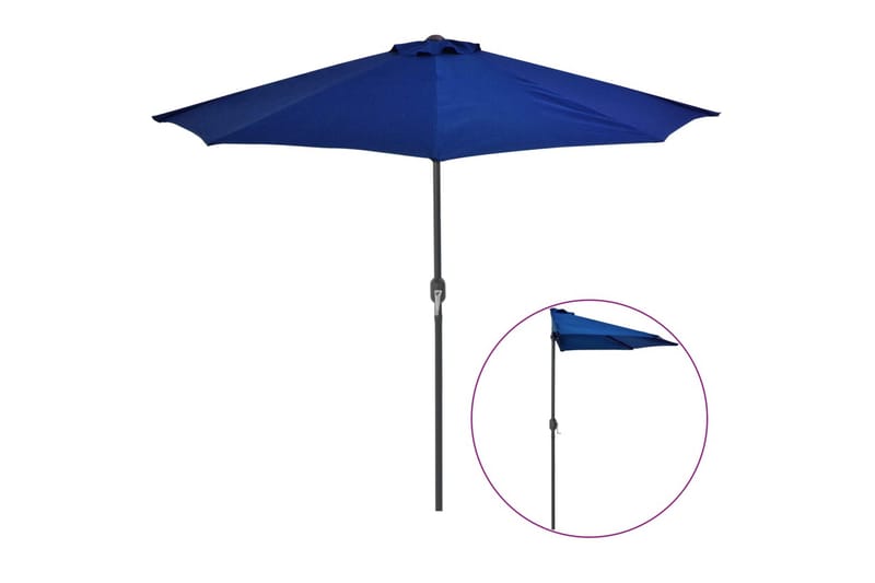 Balkongparasoll med aluminiumsstang blå 270x135x245 cm halv - Blå - Hagemøbler - Solbeskyttelse - Parasoller - Balkongparasoll