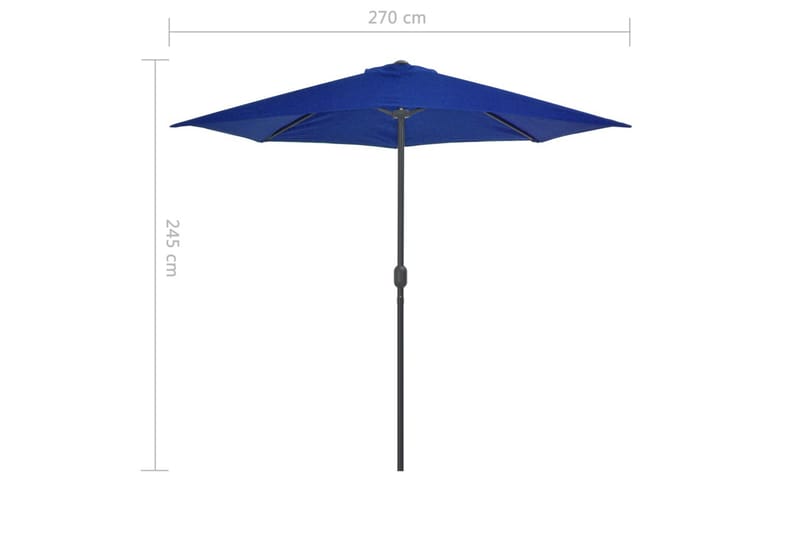 Balkongparasoll med aluminiumsstang blå 270x135x245 cm halv - Blå - Hagemøbler - Solbeskyttelse - Parasoller - Balkongparasoll