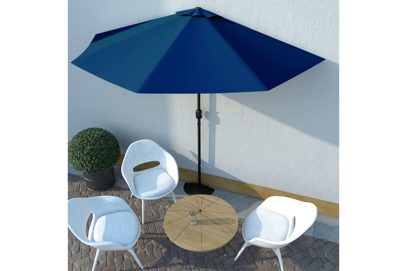 Balkongparasoll med aluminiumsstang blå 300x150x253 cm halv - Blå - Hagemøbler - Solbeskyttelse - Parasoller - Balkongparasoll