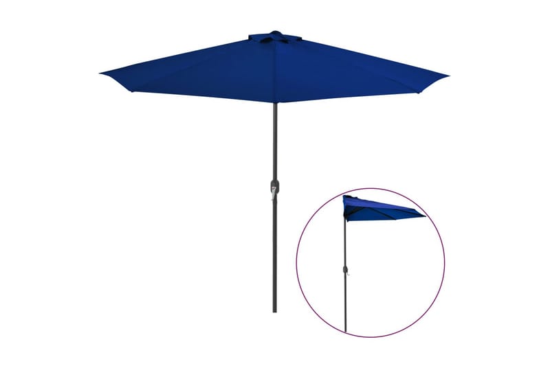 Balkongparasoll med aluminiumsstang blå 300x150x253 cm halv - Blå - Hagemøbler - Solbeskyttelse - Parasoller - Balkongparasoll