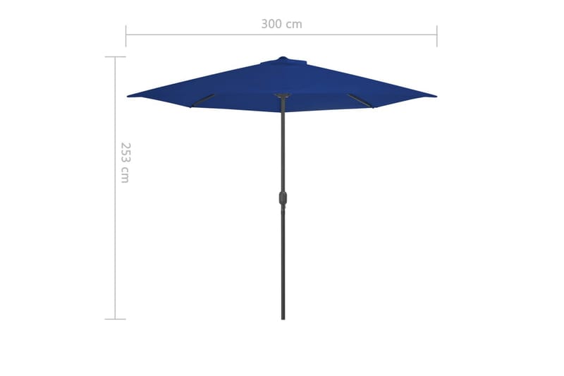 Balkongparasoll med aluminiumsstang blå 300x150x253 cm halv - Blå - Hagemøbler - Solbeskyttelse - Parasoller - Balkongparasoll