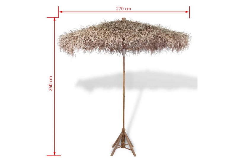 Bambusparasoll 270 cm med tak av bananblad - Brun - Parasoller