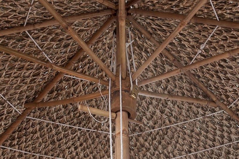 Bambusparasoll med tak av bananblad 210 cm - Brun - Parasoller
