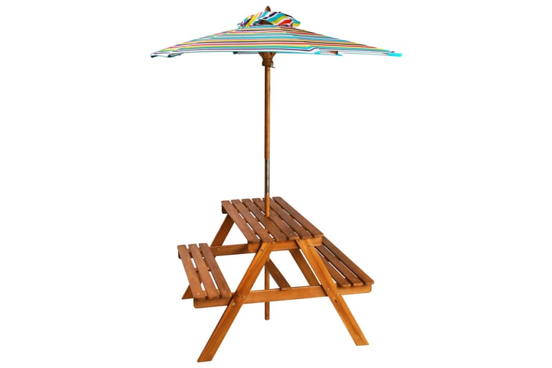Barnepiknikbord med parasoll 79x90x60 cm heltre akasie - Hagemøbler - Solbeskyttelse - Parasoller