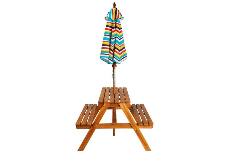Barnepiknikbord med parasoll 79x90x60 cm heltre akasie - Hagemøbler - Solbeskyttelse - Parasoller