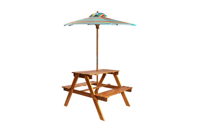 Barnepiknikbord med parasoll 79x90x60 cm heltre akasie - Hagemøbler - Solbeskyttelse - Parasoller