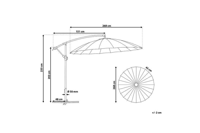 Calabria Ii Parasoll 235 cm - Grå - Hagemøbler - Solbeskyttelse - Parasoller