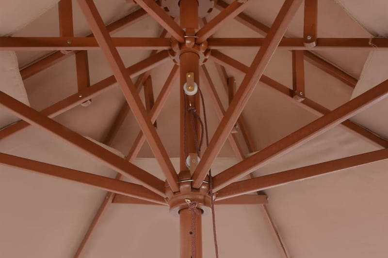 Dobbel parasoll med trestang 270 cm gråbrun - Hagemøbler - Solbeskyttelse - Parasoller