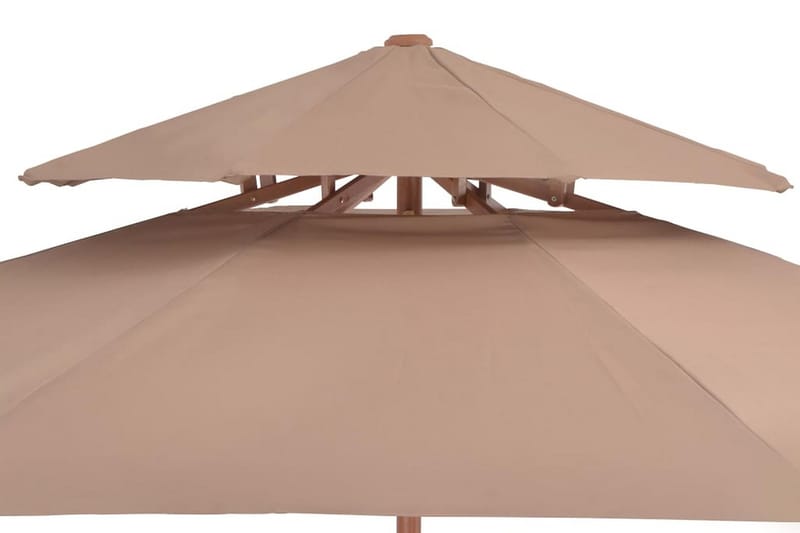 Dobbel parasoll med trestang 270 cm gråbrun - Hagemøbler - Solbeskyttelse - Parasoller