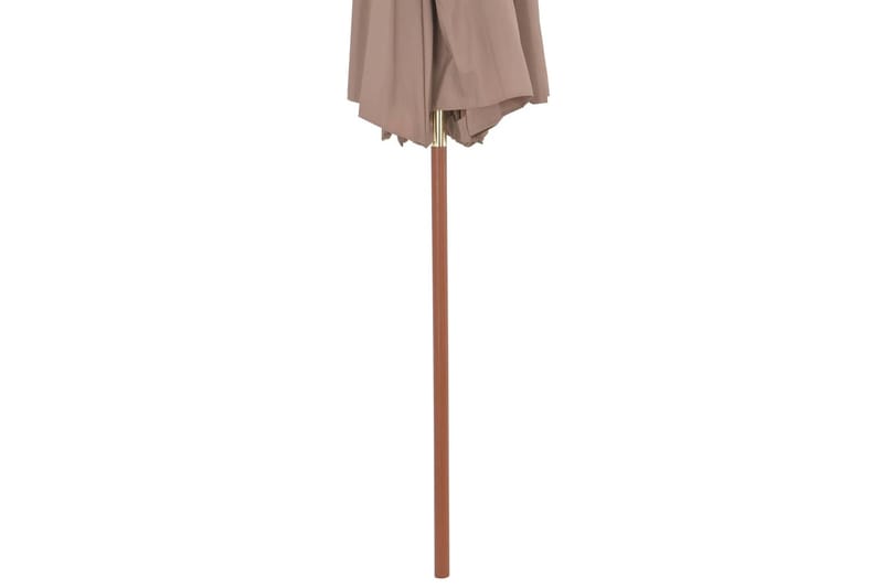 Dobbel parasoll med trestang 270 cm gråbrun - Hagemøbler - Solbeskyttelse - Parasoller