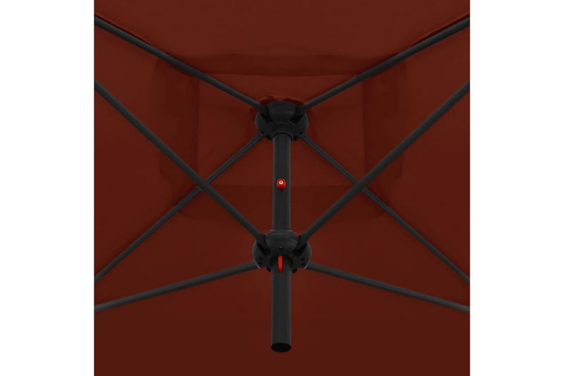 Dobbel parasoll med stålstang 250x250 cm terrakotta - Oransj - Hagemøbler - Solbeskyttelse - Parasoller