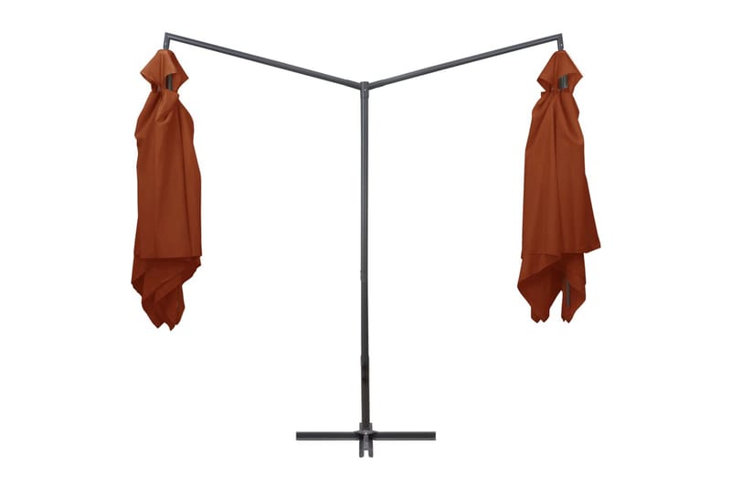 Dobbel parasoll med stålstang 250x250 cm terrakotta - Oransj - Hagemøbler - Solbeskyttelse - Parasoller