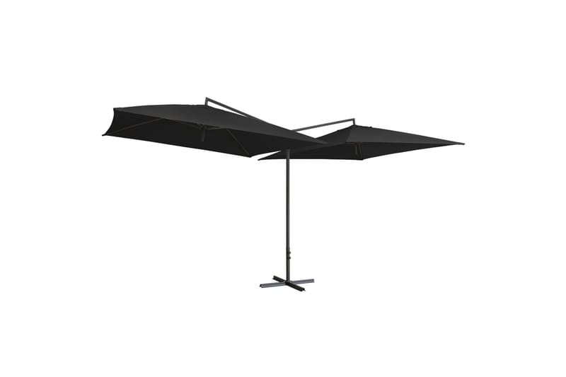 Dobbel parasoll med stålstang 250x250 cm svart - Svart - Parasoller