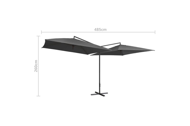 Dobbel parasoll med stålstang 250x250 cm antrasitt - Grå - Hagemøbler - Solbeskyttelse - Parasoller