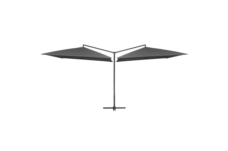 Dobbel parasoll med stålstang 250x250 cm antrasitt - Grå - Hagemøbler - Solbeskyttelse - Parasoller