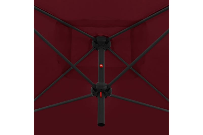 Dobbel parasoll med stålstang 250x250 cm vinrød - Rød - Hagemøbler - Solbeskyttelse - Parasoller