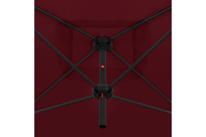 Dobbel parasoll med stålstang 250x250 cm vinrød - Rød - Parasoller