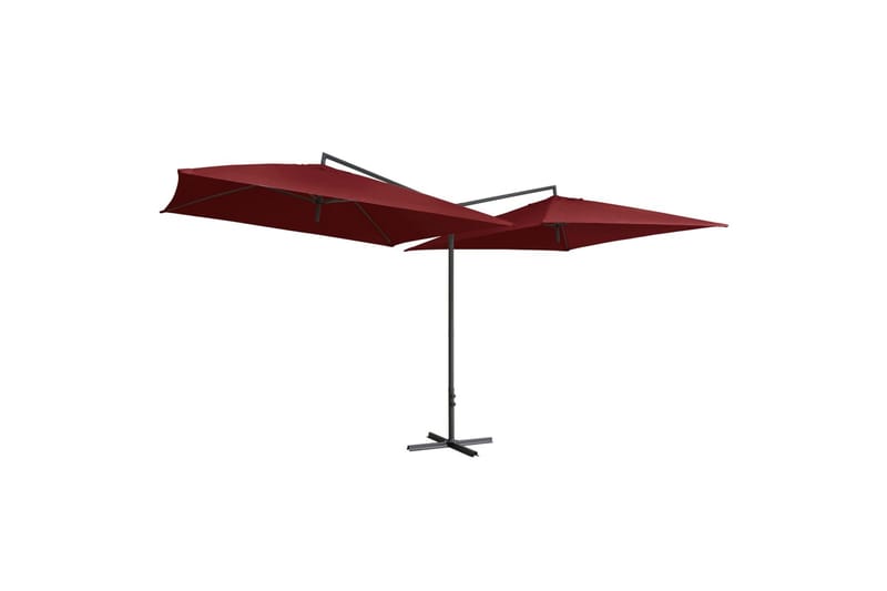 Dobbel parasoll med stålstang 250x250 cm vinrød - Rød - Hagemøbler - Solbeskyttelse - Parasoller