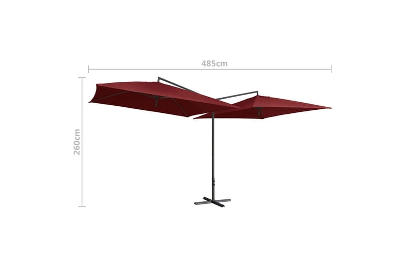 Dobbel parasoll med stålstang 250x250 cm vinrød - Rød - Hagemøbler - Solbeskyttelse - Parasoller