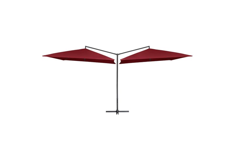 Dobbel parasoll med stålstang 250x250 cm vinrød - Rød - Hagemøbler - Solbeskyttelse - Parasoller