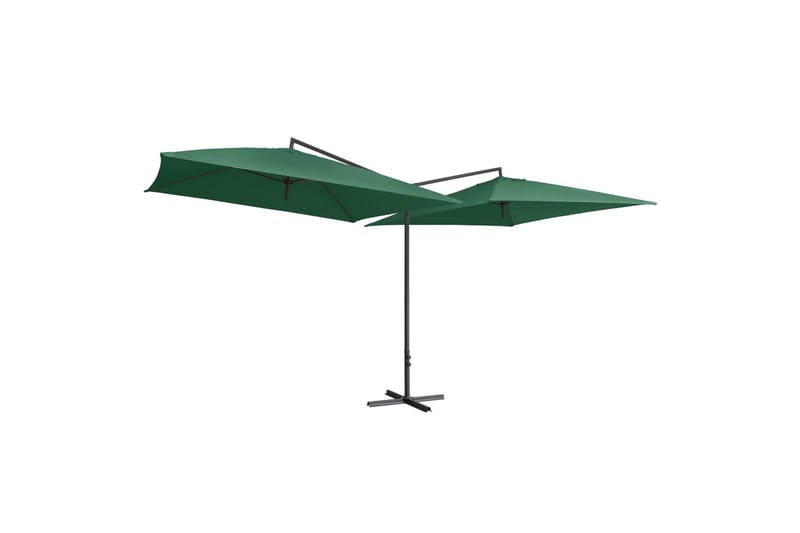 Dobbel parasoll med stålstang 250x250 cm grønn - Grønn - Hagemøbler - Solbeskyttelse - Parasoller