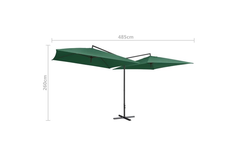 Dobbel parasoll med stålstang 250x250 cm grønn - Grønn - Hagemøbler - Solbeskyttelse - Parasoller