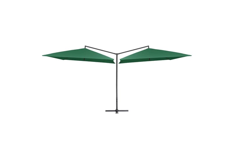 Dobbel parasoll med stålstang 250x250 cm grønn - Grønn - Hagemøbler - Solbeskyttelse - Parasoller