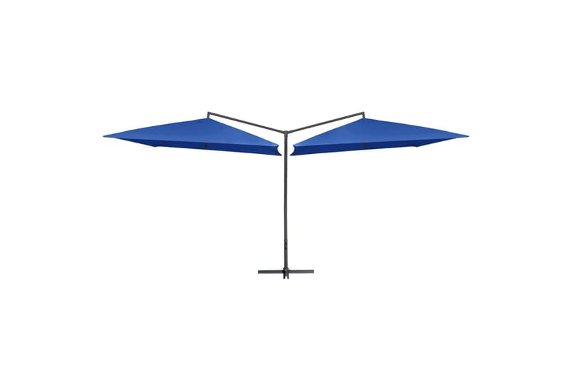 Dobbel parasoll med stålstang 250x250 cm asurblå - Blå - Parasoller