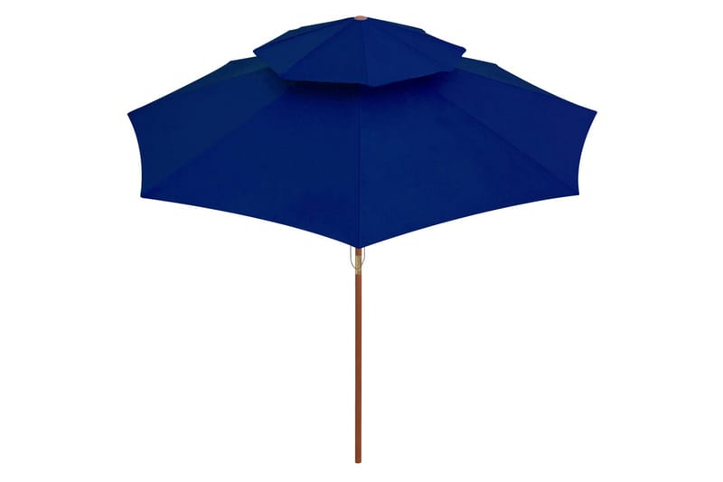 Dobbel parasoll med trestang 270 cm blå - Blå - Hagemøbler - Solbeskyttelse - Parasoller