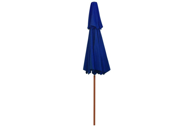 Dobbel parasoll med trestang 270 cm blå - Blå - Hagemøbler - Solbeskyttelse - Parasoller
