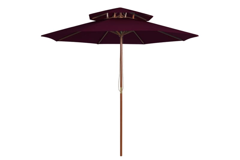 Dobbel parasoll med trestang 270 cm vinrød - Rød - Parasoller
