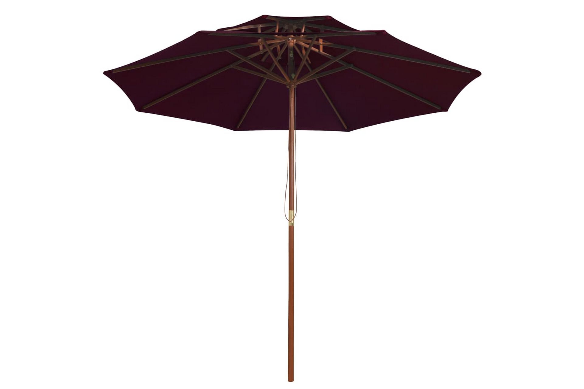 Dobbel parasoll med trestang 270 cm vinrød - Rød - Hagemøbler - Solbeskyttelse - Parasoller
