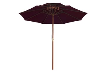 Dobbel parasoll med trestang 270 cm vinrød - Rød - Hagemøbler - Solbeskyttelse - Parasoller