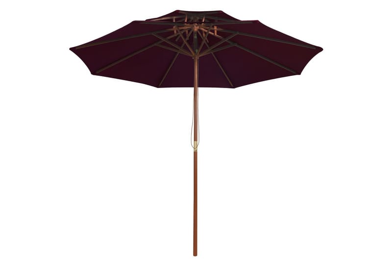 Dobbel parasoll med trestang 270 cm vinrød - Rød - Hagemøbler - Solbeskyttelse - Parasoller