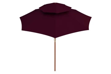 Dobbel parasoll med trestang 270 cm vinrød - Rød - Hagemøbler - Solbeskyttelse - Parasoller